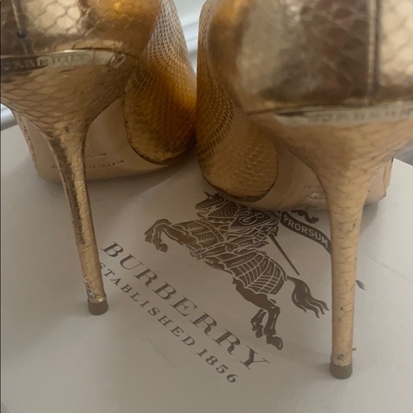Burberry Metallic Snake Peep-Toe Runway Pump - Picture 7 of 7